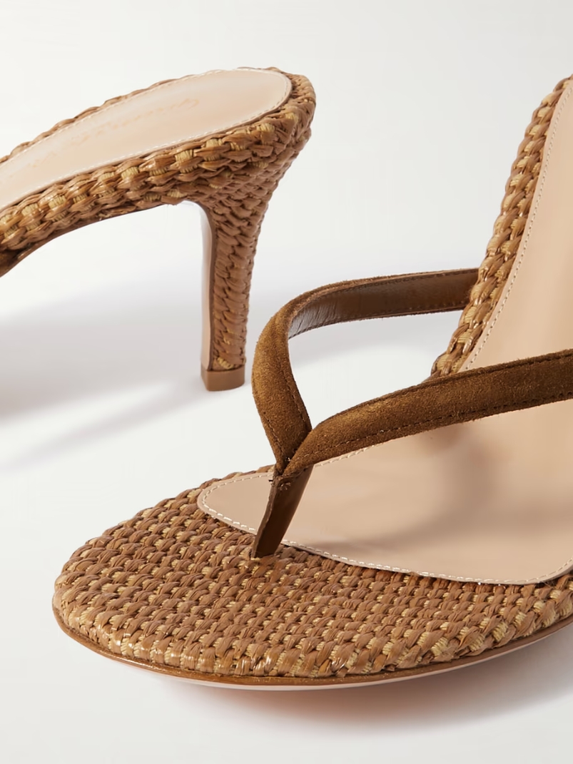 Calypso 70 suede-trimmed raffia sandals Calypso 70 suede-trimmed raffia sandals