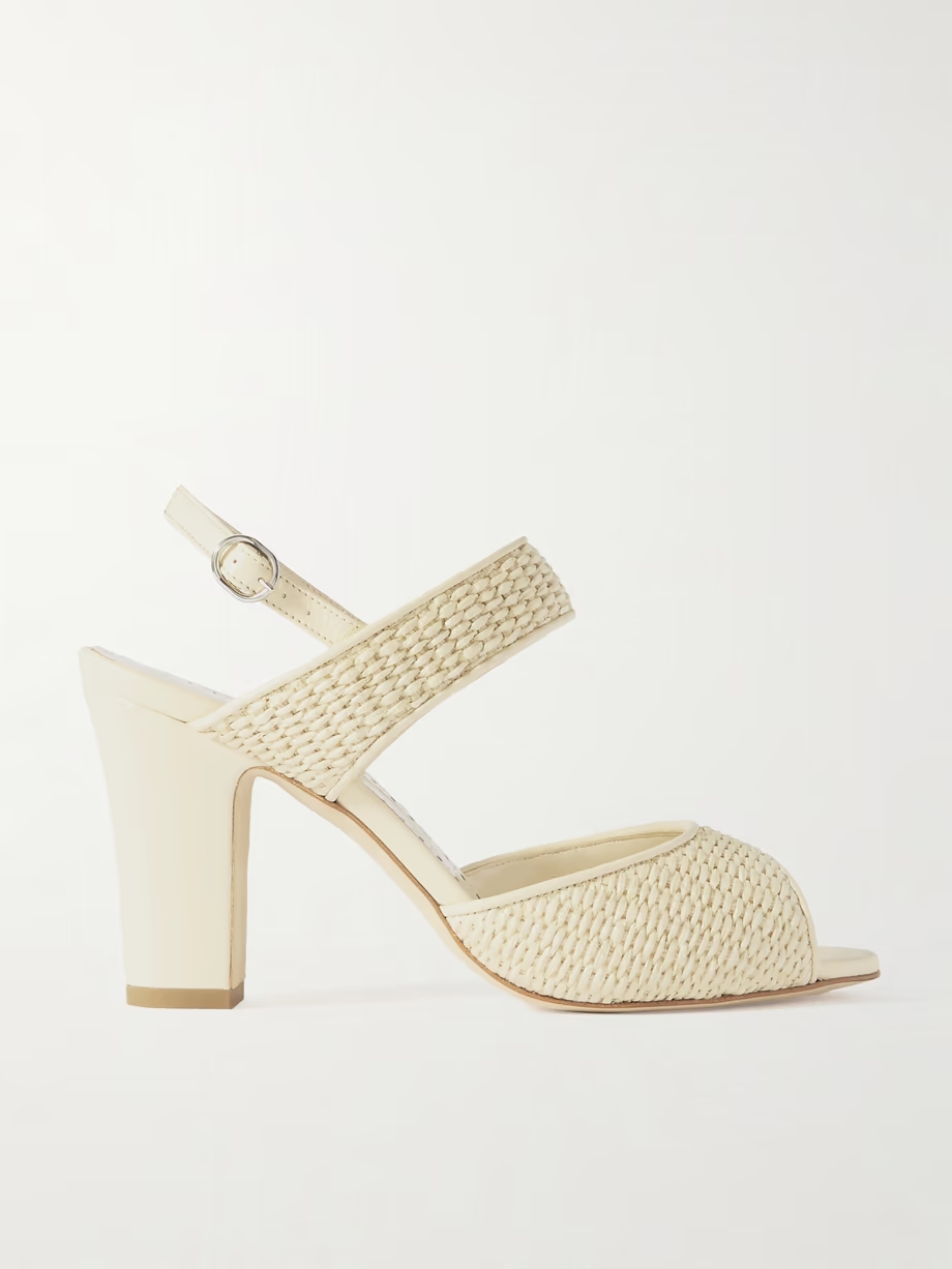 Khiko 90 leather-trimmed raffia sandals Khiko 90 leather-trimmed raffia sandals
