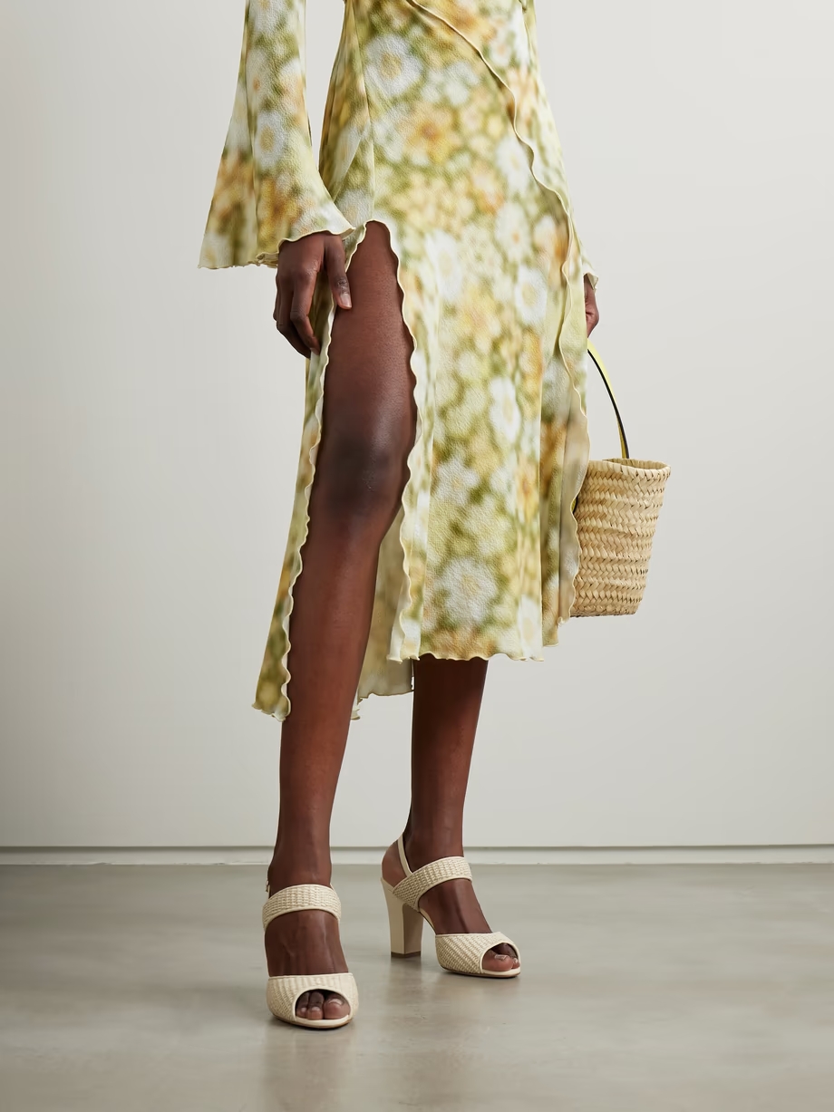 Khiko 90 leather-trimmed raffia sandals Khiko 90 leather-trimmed raffia sandals