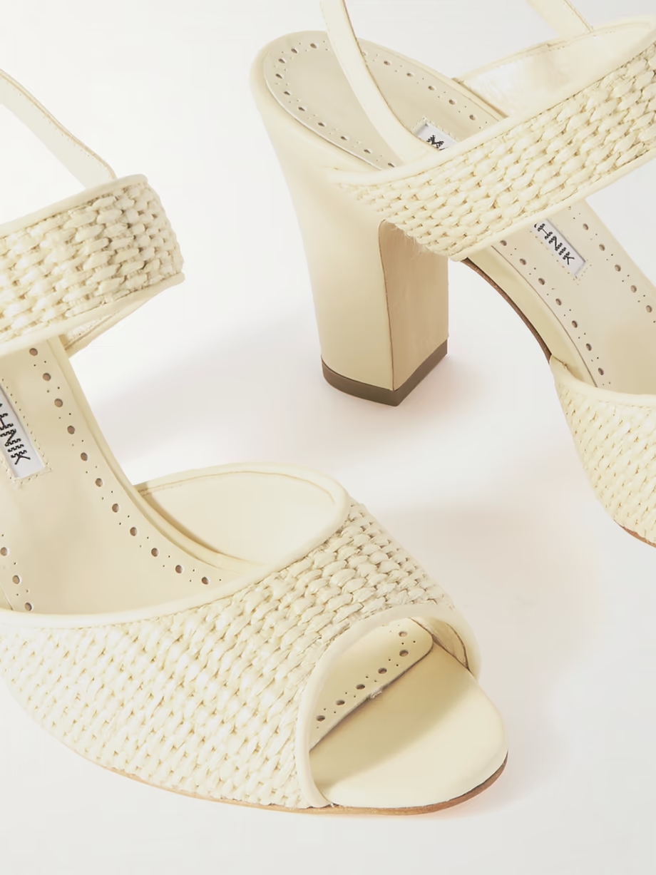 Khiko 90 leather-trimmed raffia sandals Khiko 90 leather-trimmed raffia sandals