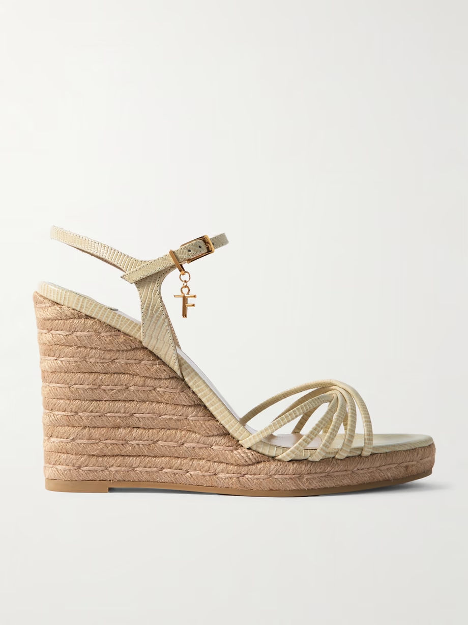 Cabana lizard-effect leather espadrille wedge sandals Cabana lizard-effect leather espadrille wedge sandals