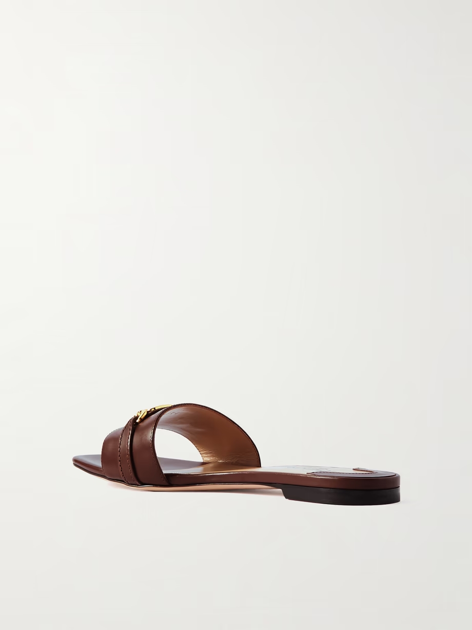 Whitney logo-embellished leather slides Whitney logo-embellished leather slides