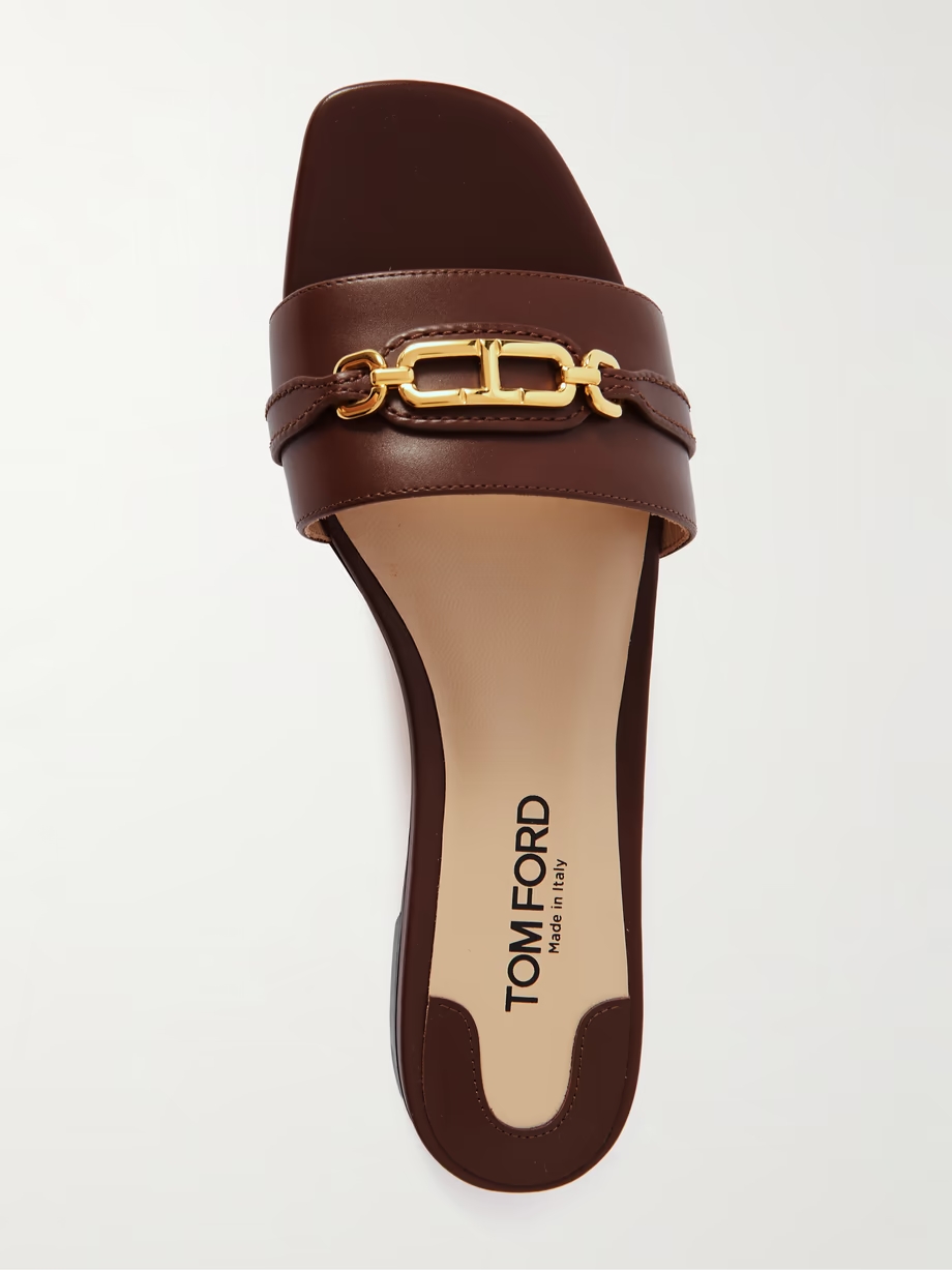 Whitney logo-embellished leather slides Whitney logo-embellished leather slides