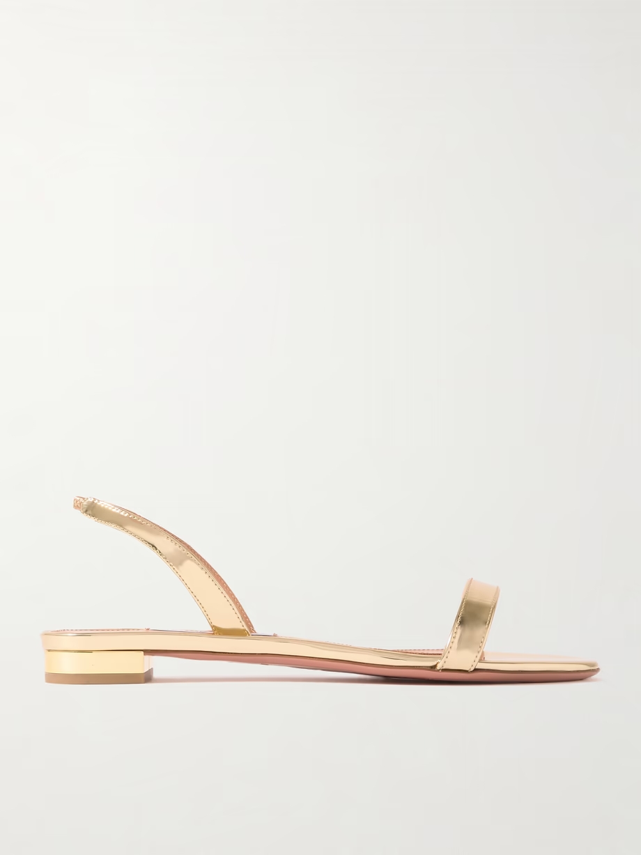 So Nude mirrored-leather slingback sandals So Nude mirrored-leather slingback sandals