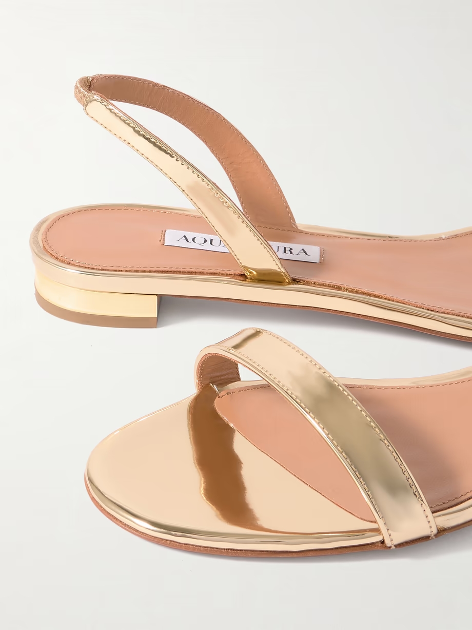 So Nude mirrored-leather slingback sandals So Nude mirrored-leather slingback sandals