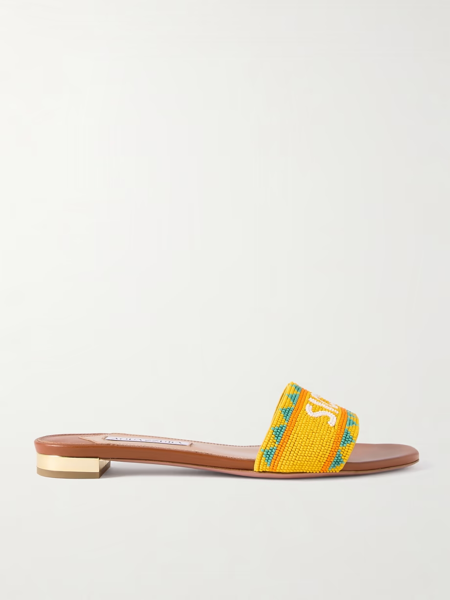 Sicily beaded leather slides Sicily beaded leather slides