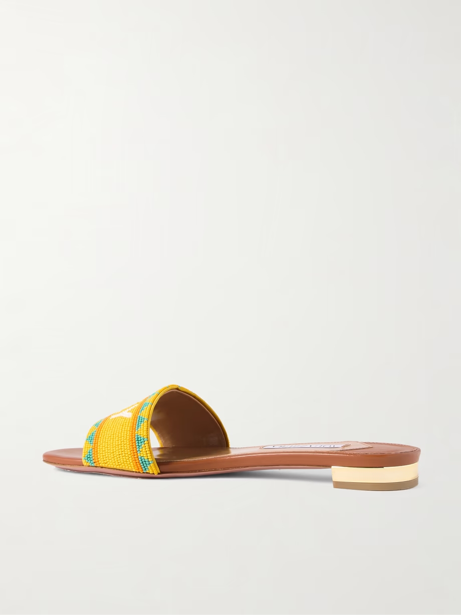 Sicily beaded leather slides Sicily beaded leather slides