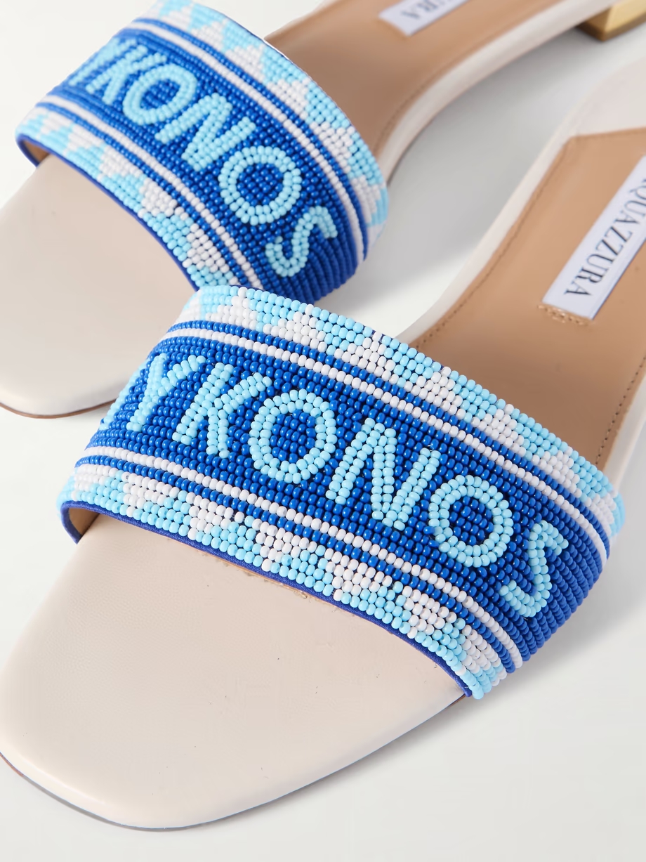 Mykonos beaded leather slides Mykonos beaded leather slides