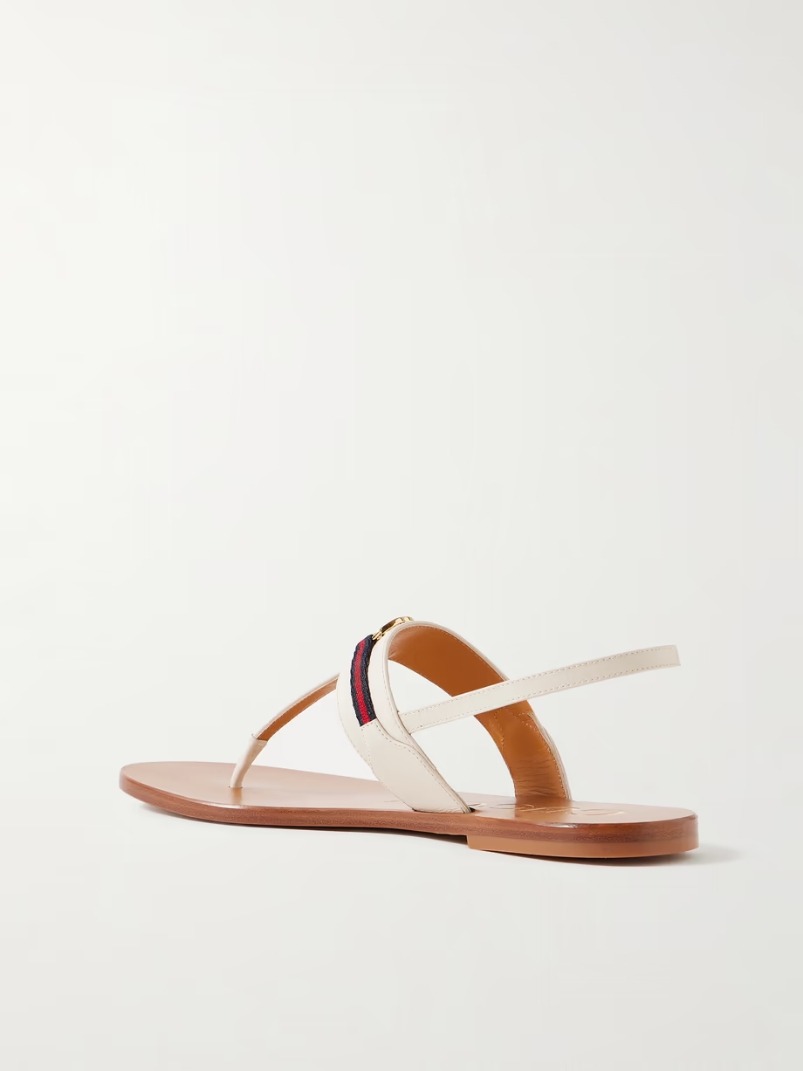 Kika logo-embellished webbing-trimmed leather sandals Kika logo-embellished webbing-trimmed leather sandals