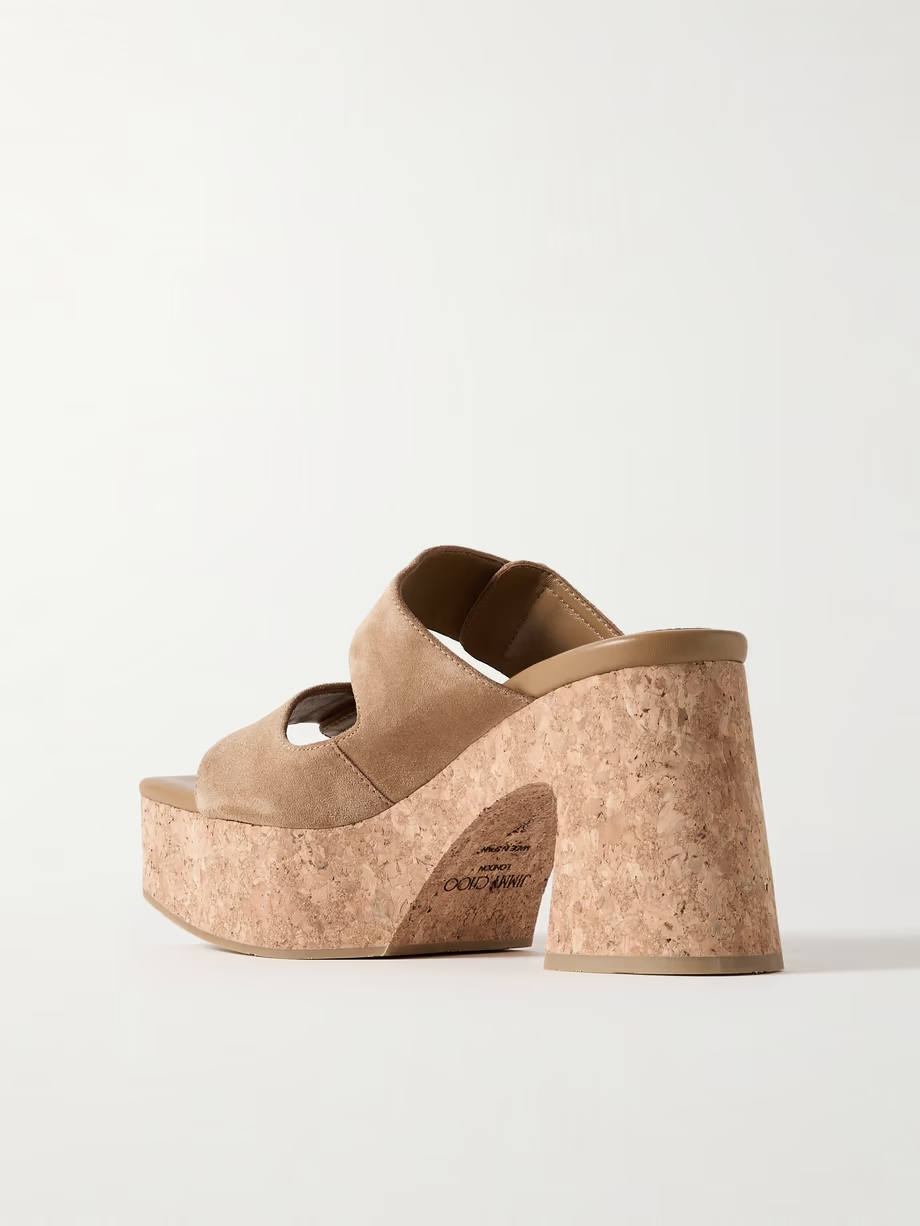 Fayence 95 faux pearl-embellished suede platform mules Fayence 95 faux pearl-embellished suede platform mules