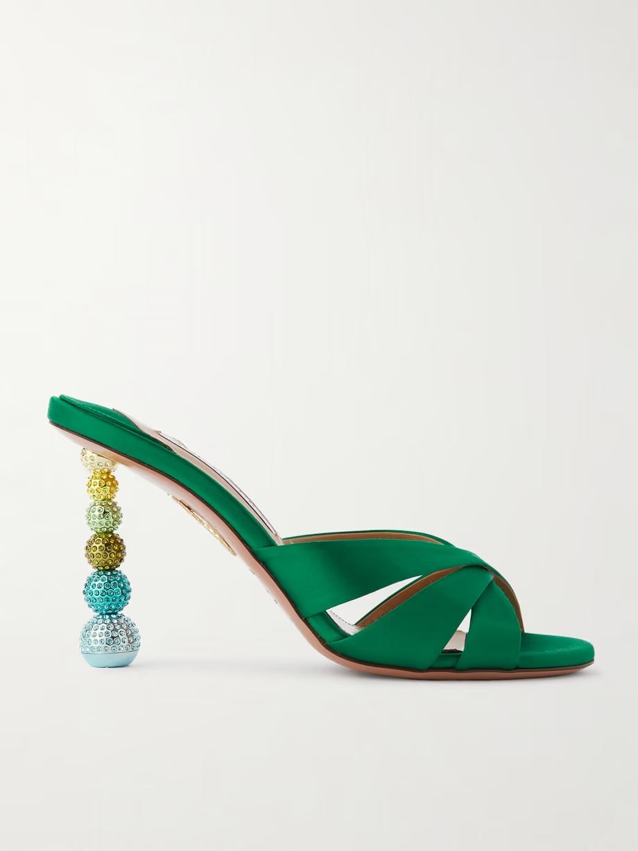 Yes Baby 95 crystal-embellished satin mules Yes Baby 95 crystal-embellished satin mules