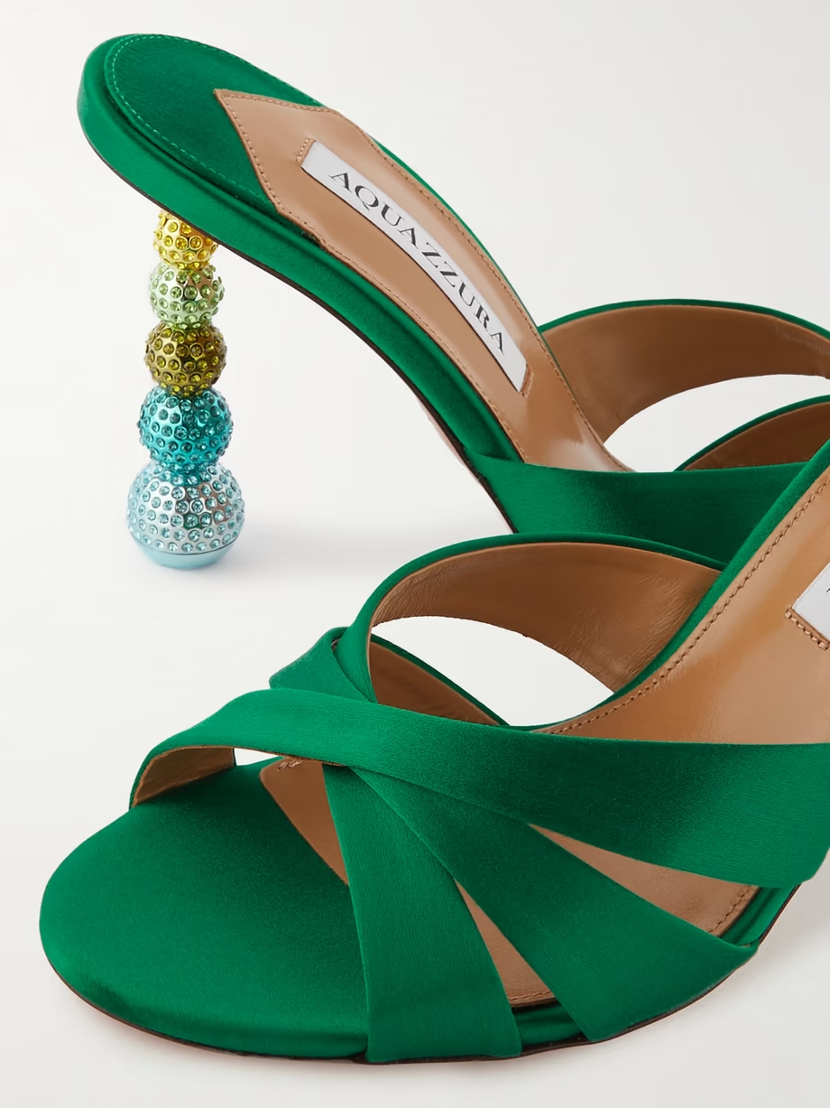 Yes Baby 95 crystal-embellished satin mules Yes Baby 95 crystal-embellished satin mules