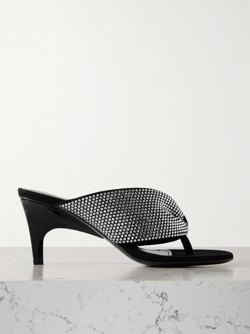 Rem crystal-embellished padded suede mules Rem crystal-embellished padded suede mules