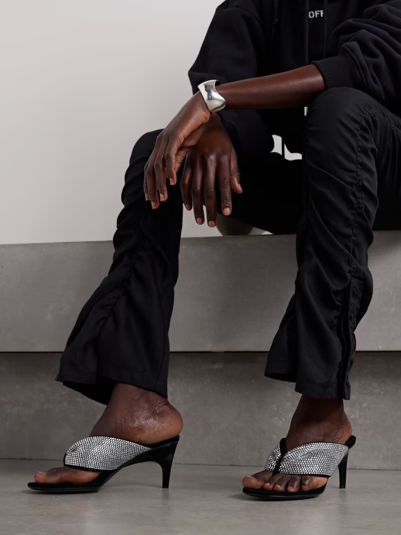 Rem crystal-embellished padded suede mules Rem crystal-embellished padded suede mules