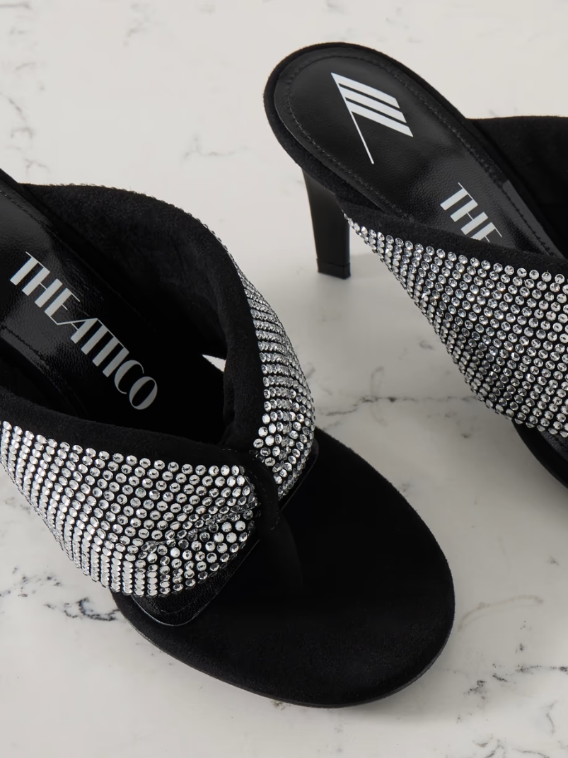 Rem crystal-embellished padded suede mules Rem crystal-embellished padded suede mules