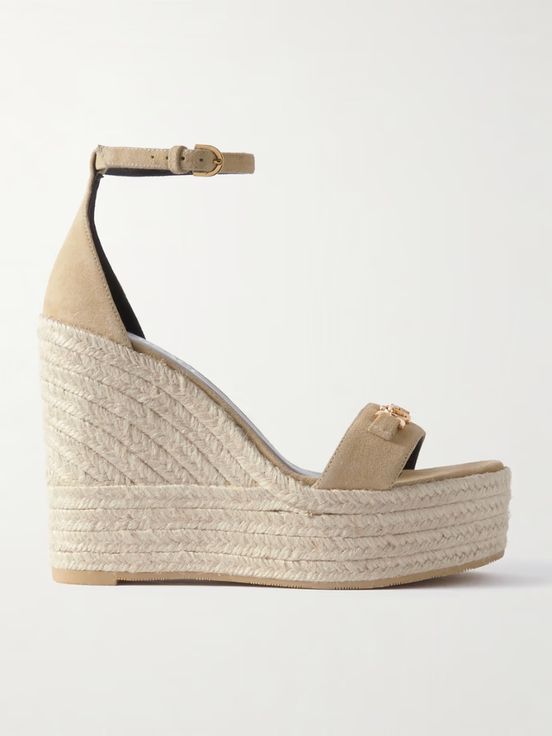 Embellished suede espadrille wedge sandals Embellished suede espadrille wedge sandals