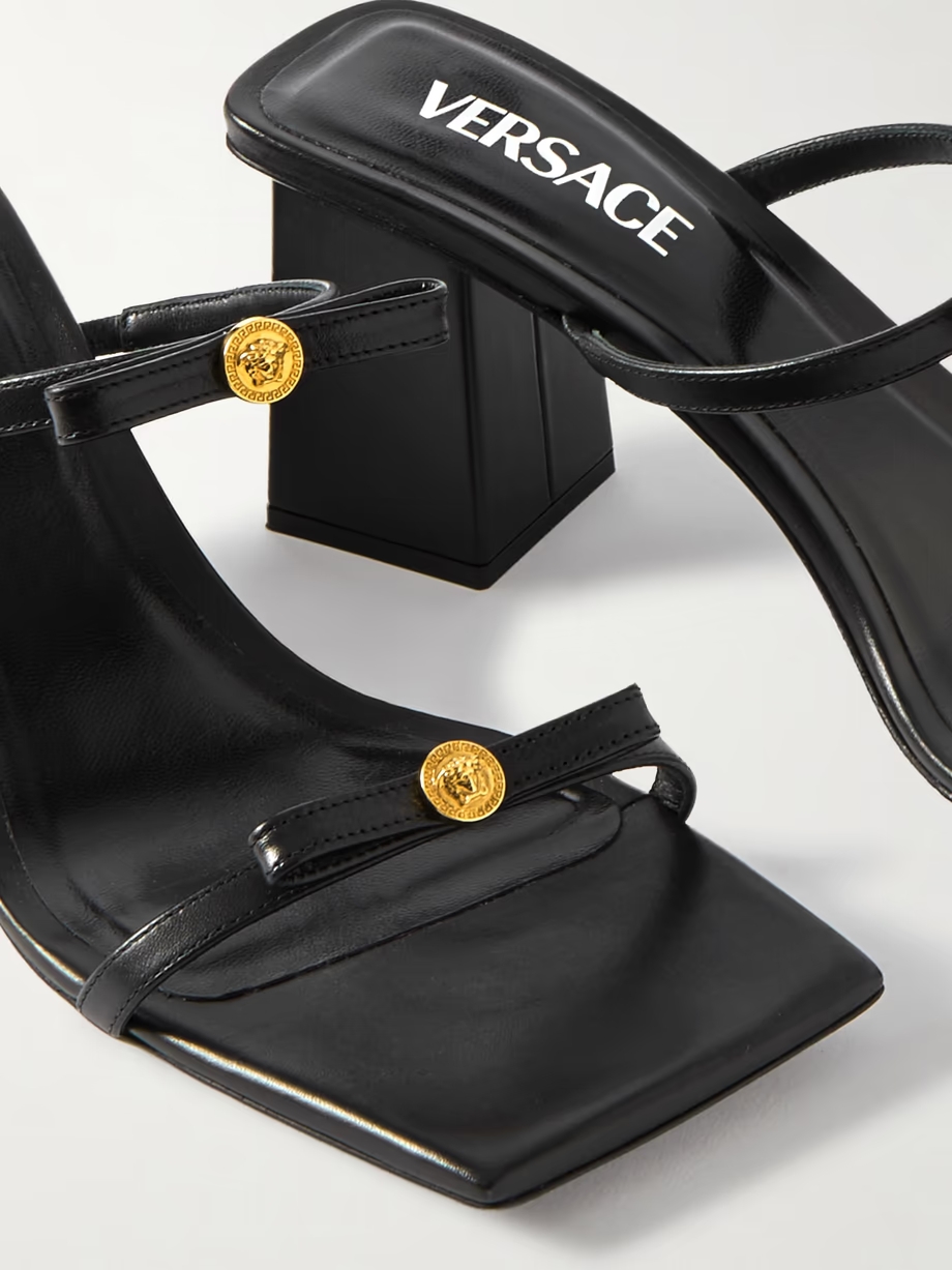 Bow-embellished leather sandals Bow-embellished leather sandals