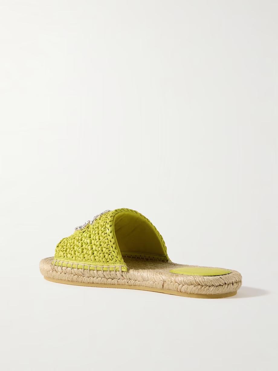 Cora crystal-embellished raffia espadrille sandals