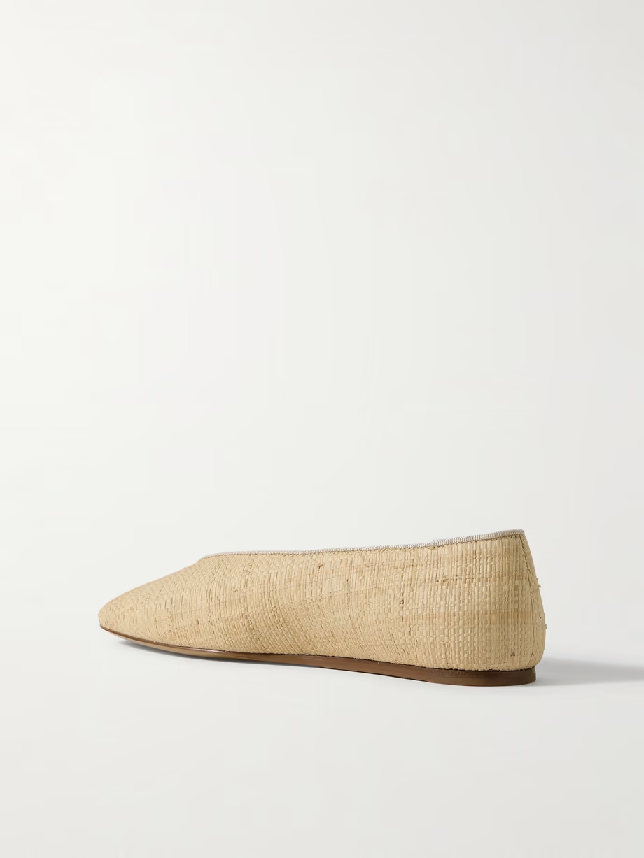 Regency grosgrain-trimmed raffia ballet flats Regency grosgrain-trimmed raffia ballet flats