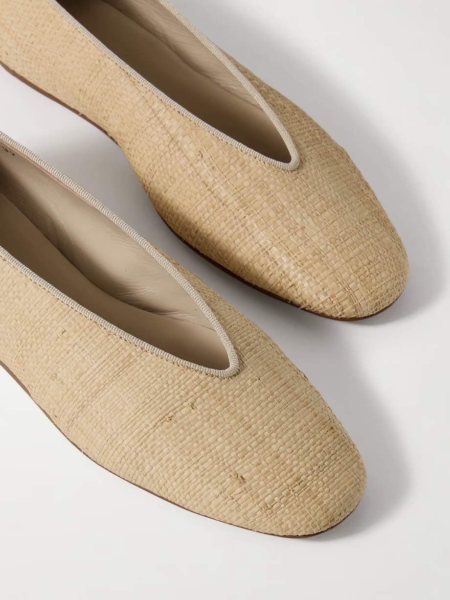 Regency grosgrain-trimmed raffia ballet flats Regency grosgrain-trimmed raffia ballet flats
