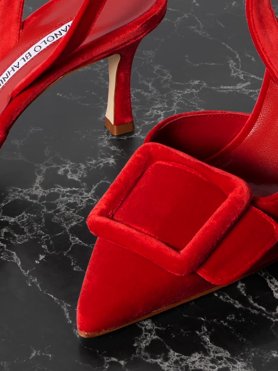 Maysli 70 buckled velvet slingback pumps Maysli 70 buckled velvet slingback pumps