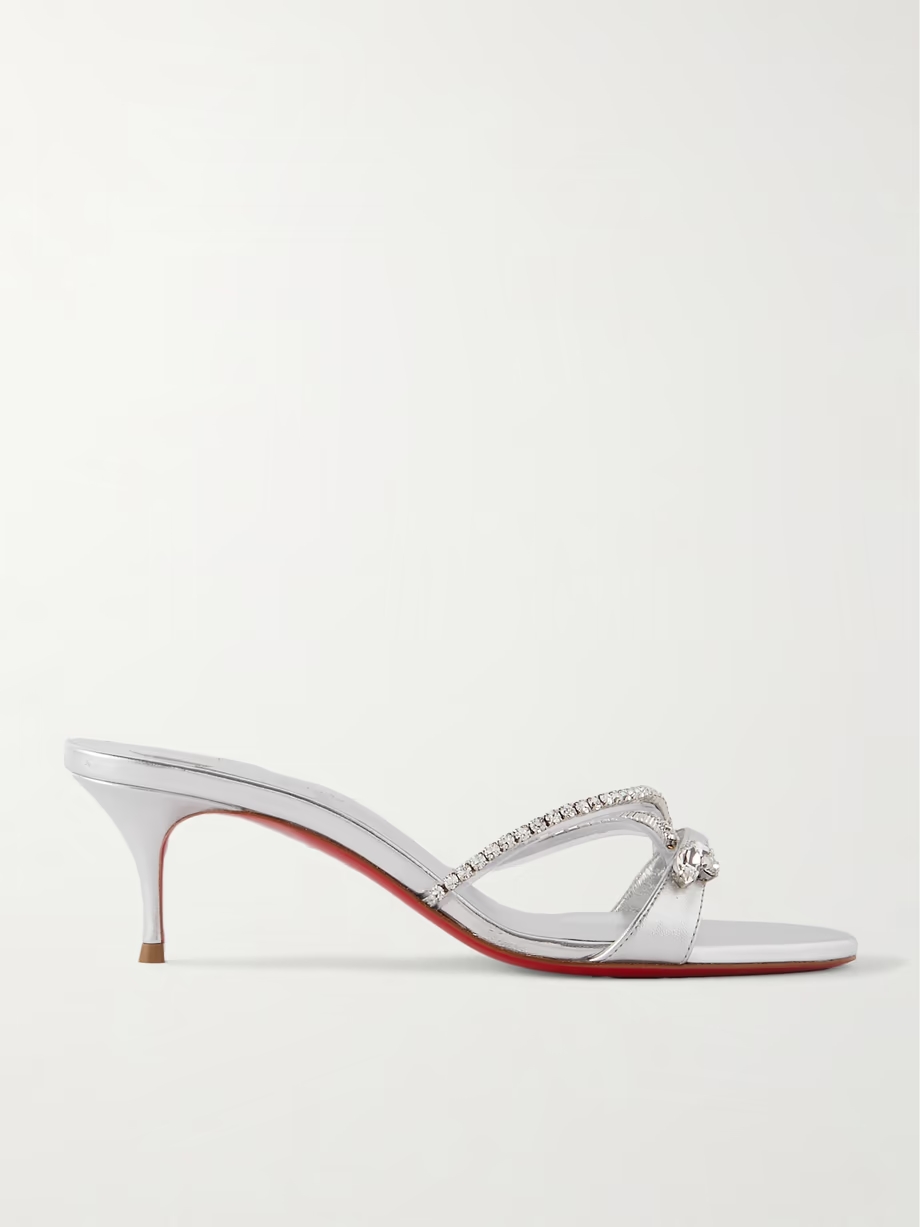 Iza Queen 55 crystal-embellished metallic leather mules Iza Queen 55 crystal-embellished metallic leather mules