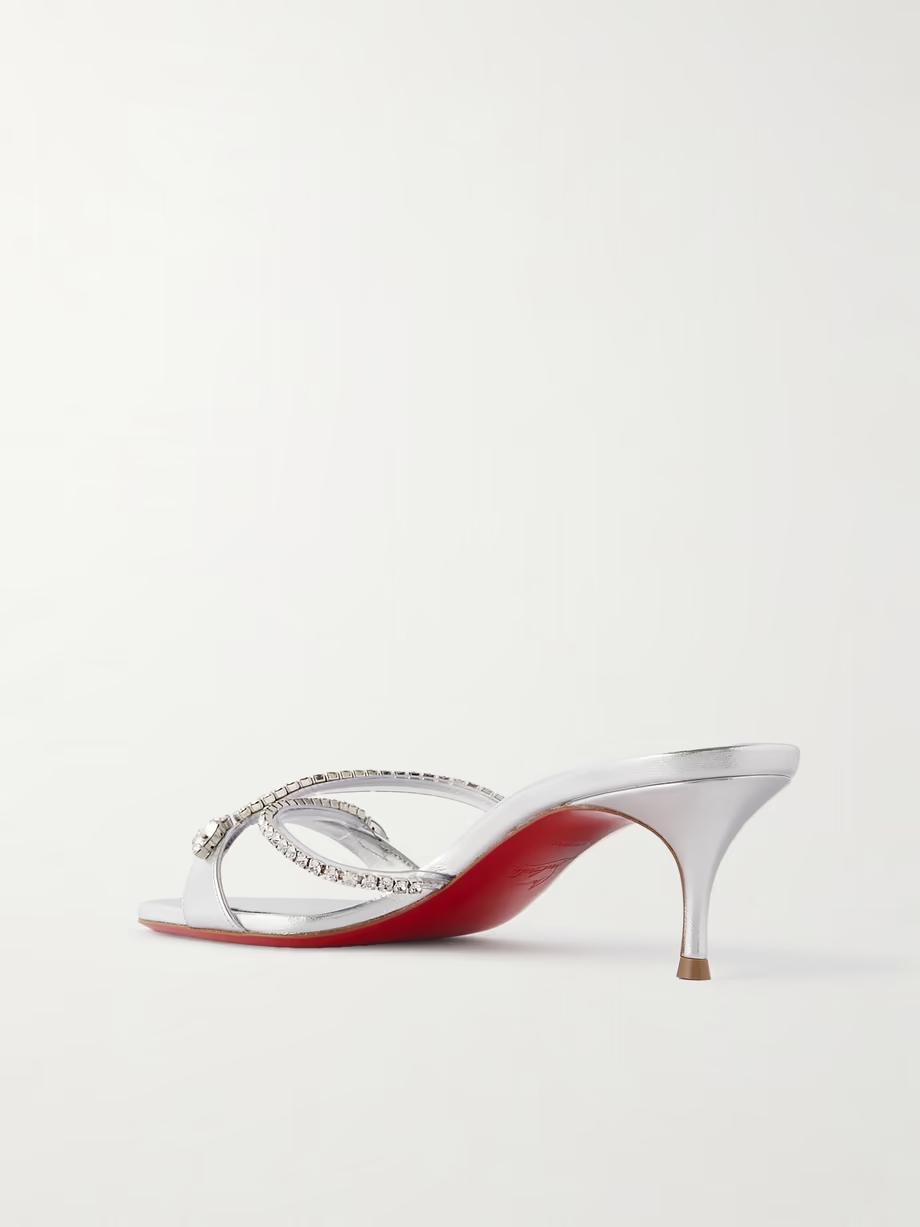 Iza Queen 55 crystal-embellished metallic leather mules Iza Queen 55 crystal-embellished metallic leather mules