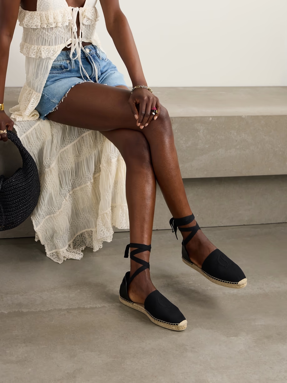 Nanou Lace leather-trimmed canvas espadrilles Nanou Lace leather-trimmed canvas espadrilles