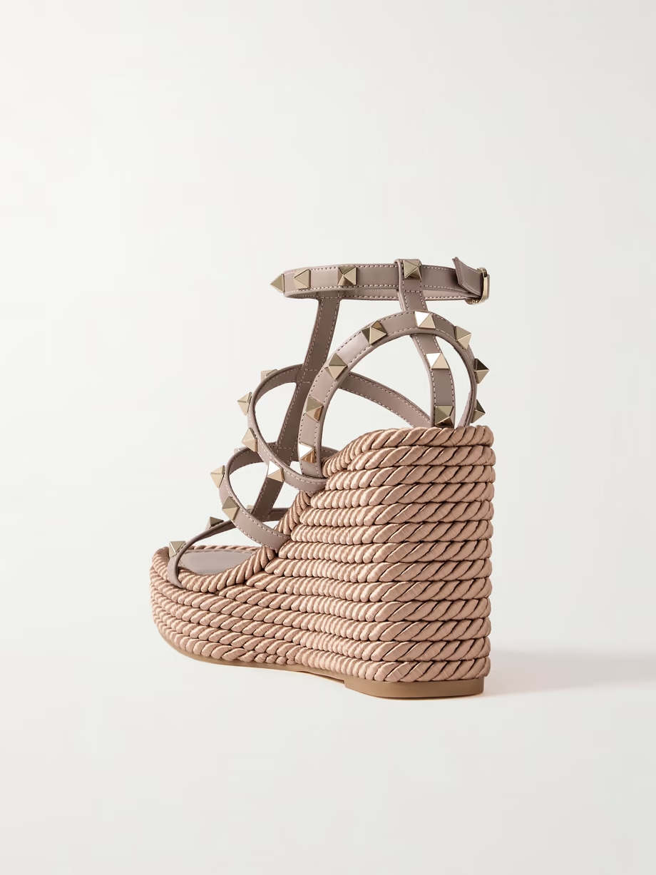 Rockstud Torchon 105 leather espadrille wedge sandals Rockstud Torchon 105 leather espadrille wedge sandals