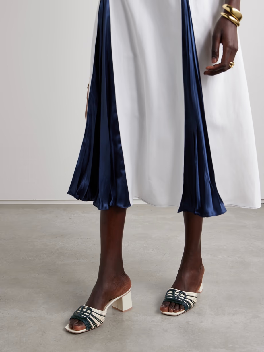 VLOGO 60 logo-embellished two-tone leather mules VLOGO 60 logo-embellished two-tone leather mules