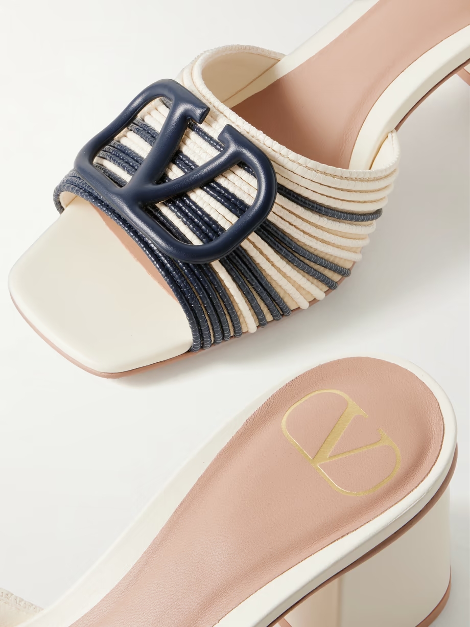 VLOGO 60 logo-embellished two-tone leather mules VLOGO 60 logo-embellished two-tone leather mules