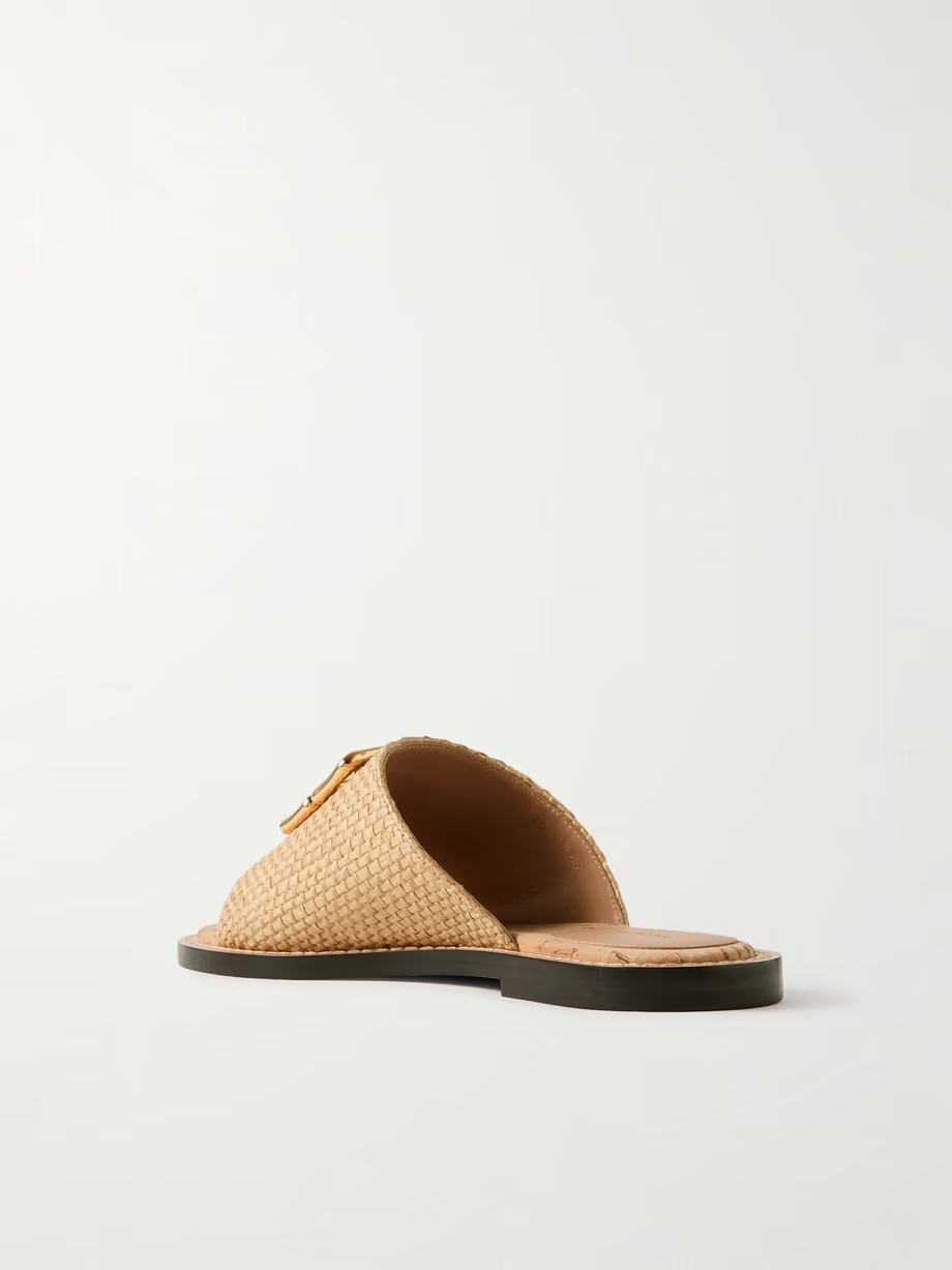 4G Liquid logo-embellished raffia slides 4G Liquid logo-embellished raffia slides