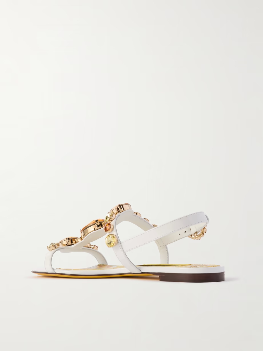 Bianca crystal-embellished patent-leather sandals Bianca crystal-embellished patent-leather sandals