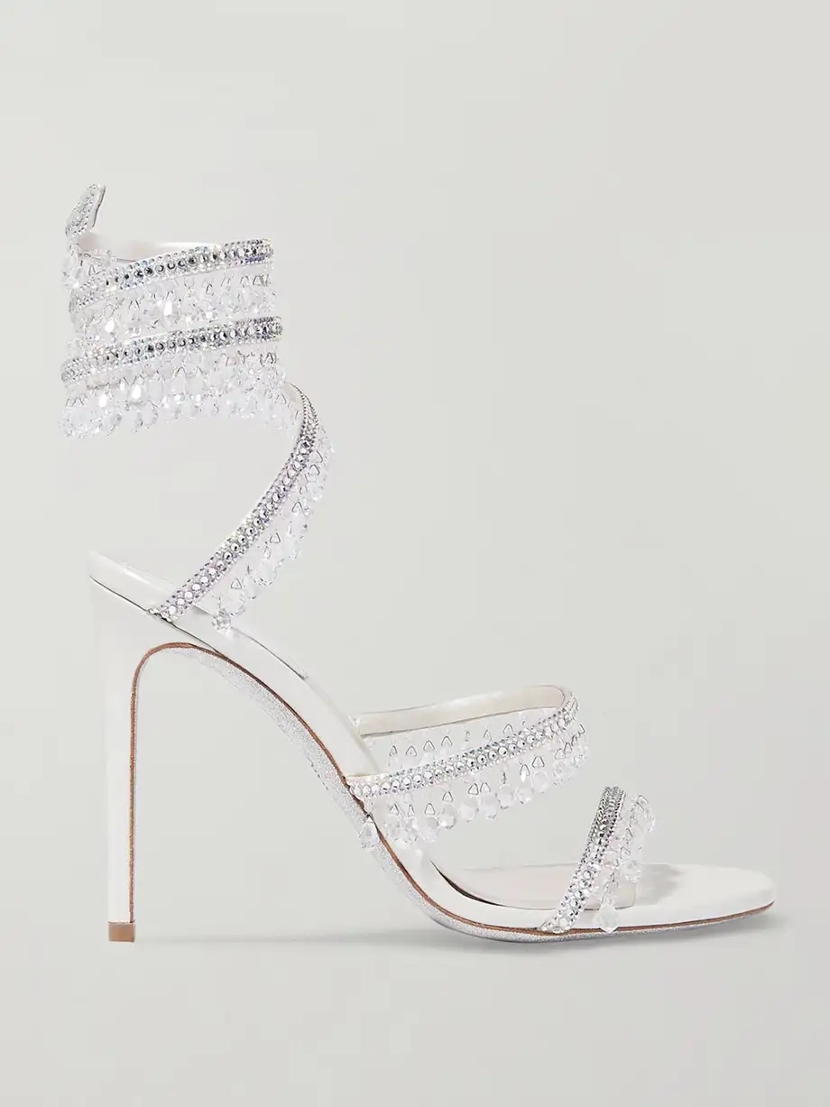 Cleo embellished metallic satin and leather sandals Cleo embellished metallic satin and leather sandals