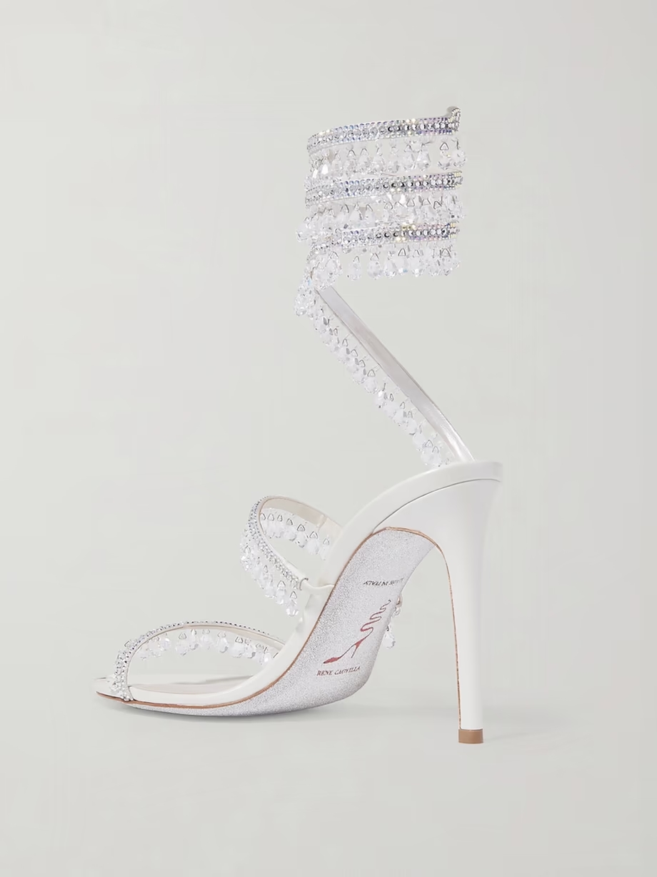 Cleo embellished metallic satin and leather sandals Cleo embellished metallic satin and leather sandals