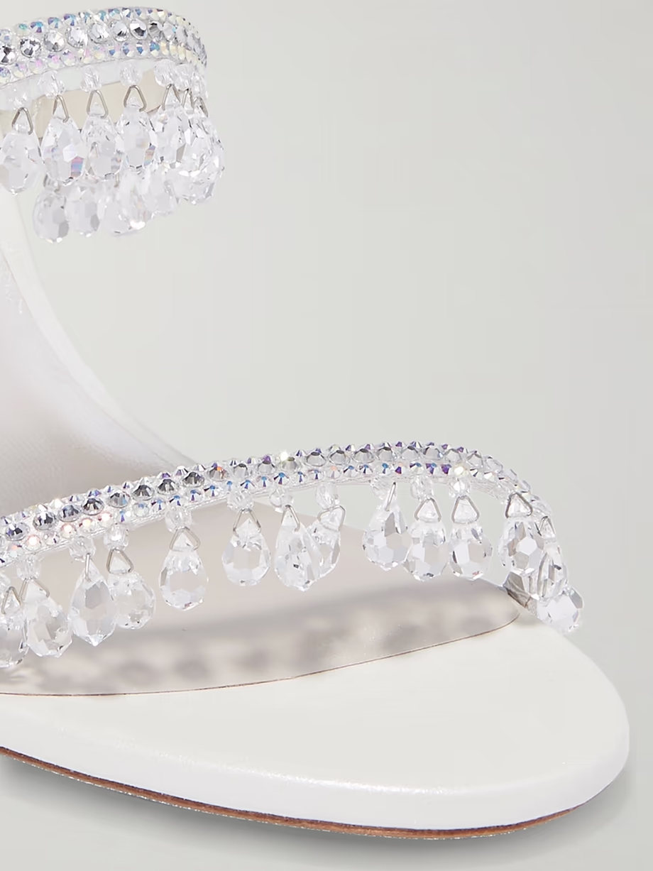 Cleo embellished metallic satin and leather sandals Cleo embellished metallic satin and leather sandals