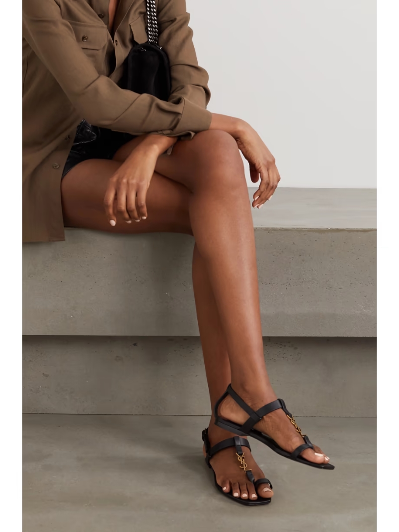 Cassandra logo-embellished leather sandals Cassandra logo-embellished leather sandals