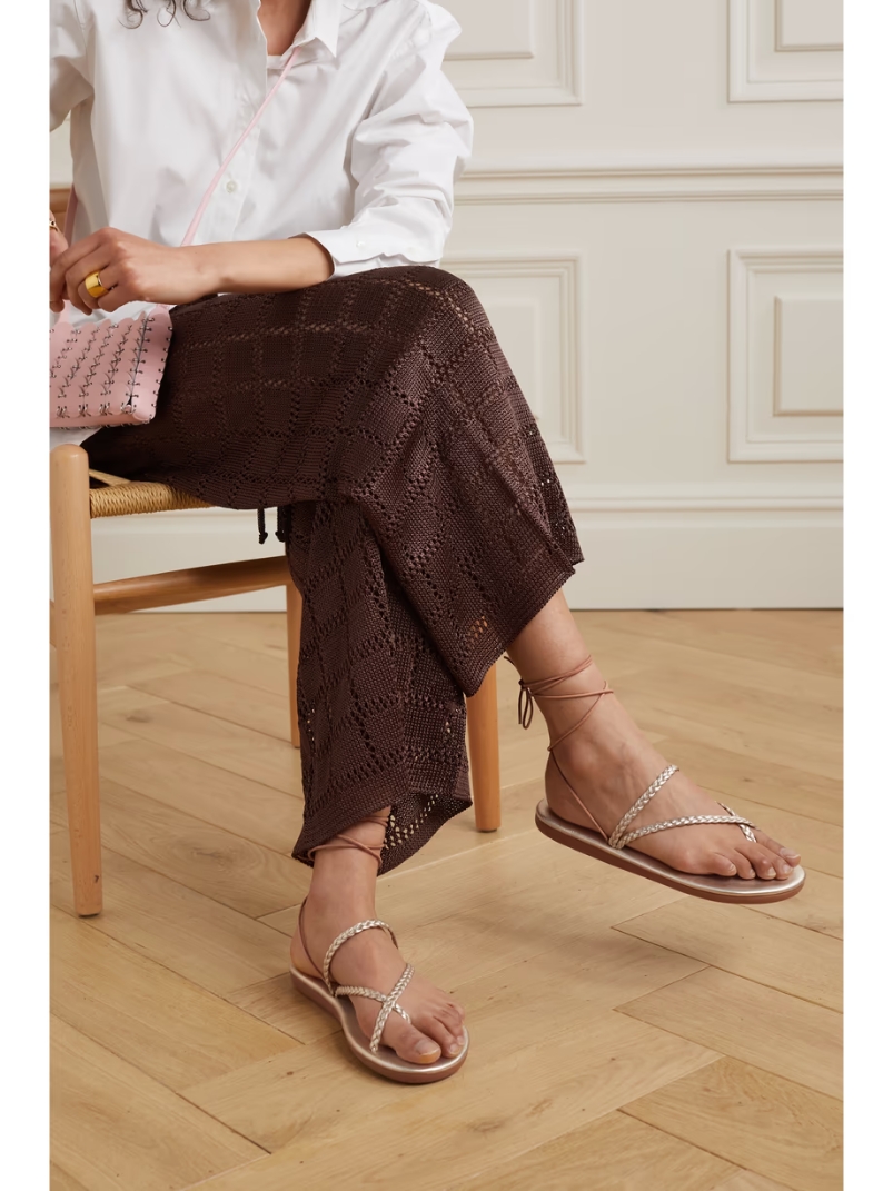 Plage braided metallic leather sandals Plage braided metallic leather sandals