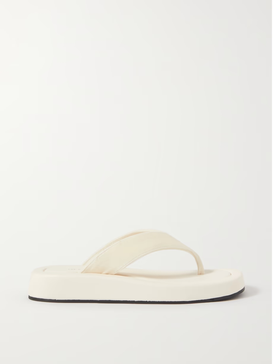 Ginza leather and velvet platform flip flops Ginza leather and velvet platform flip flops