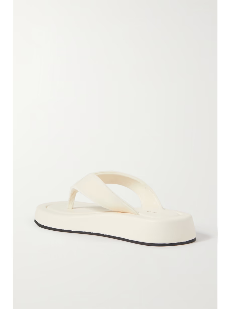 Ginza leather and velvet platform flip flops Ginza leather and velvet platform flip flops