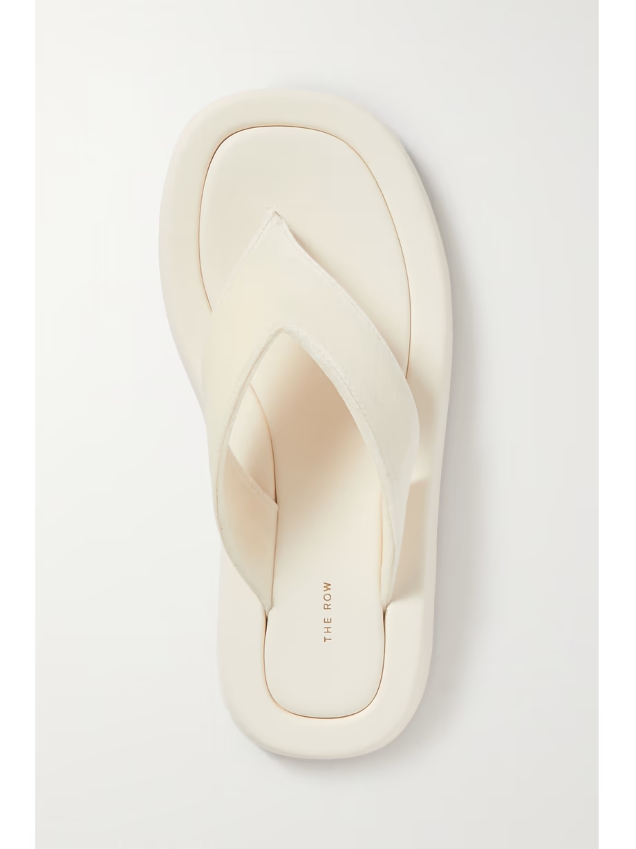 Ginza leather and velvet platform flip flops Ginza leather and velvet platform flip flops