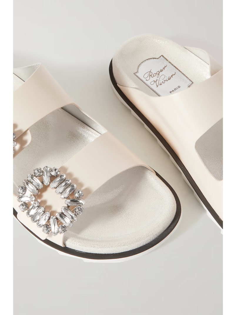 Slidy Viv Swarovski crystal-embellished leather slides Slidy Viv Swarovski crystal-embellished leather slides