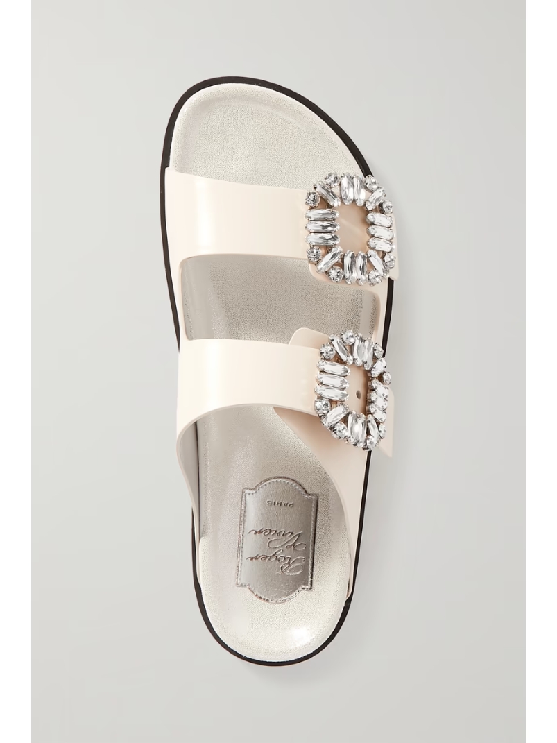 Slidy Viv Swarovski crystal-embellished leather slides Slidy Viv Swarovski crystal-embellished leather slides