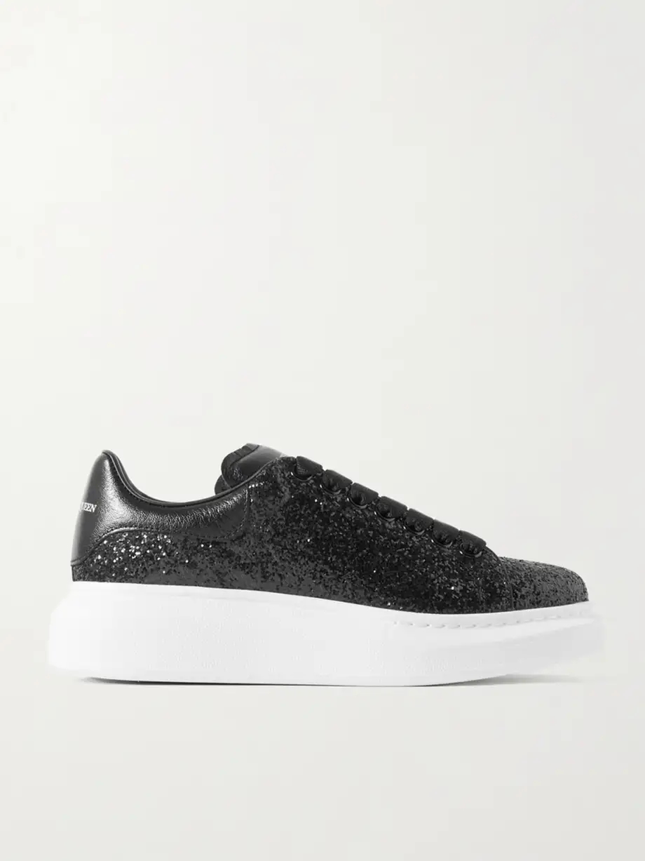 Glittered leather exaggerated-sole sneakers Glittered leather exaggerated-sole sneakers