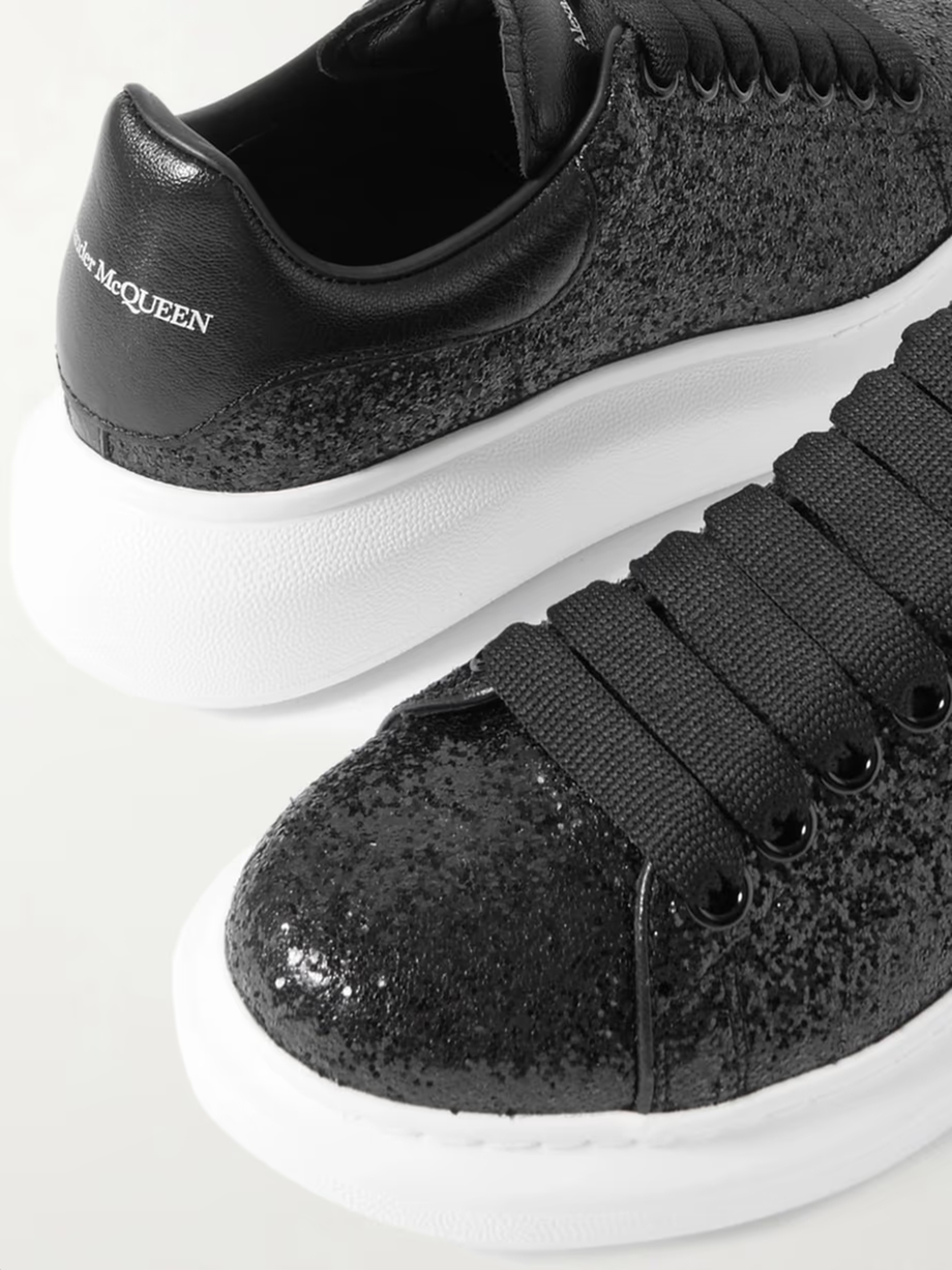 Glittered leather exaggerated-sole sneakers Glittered leather exaggerated-sole sneakers