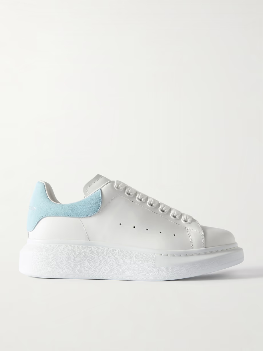 Suede-trimmed leather exaggerated-sole sneakers Suede-trimmed leather exaggerated-sole sneakers