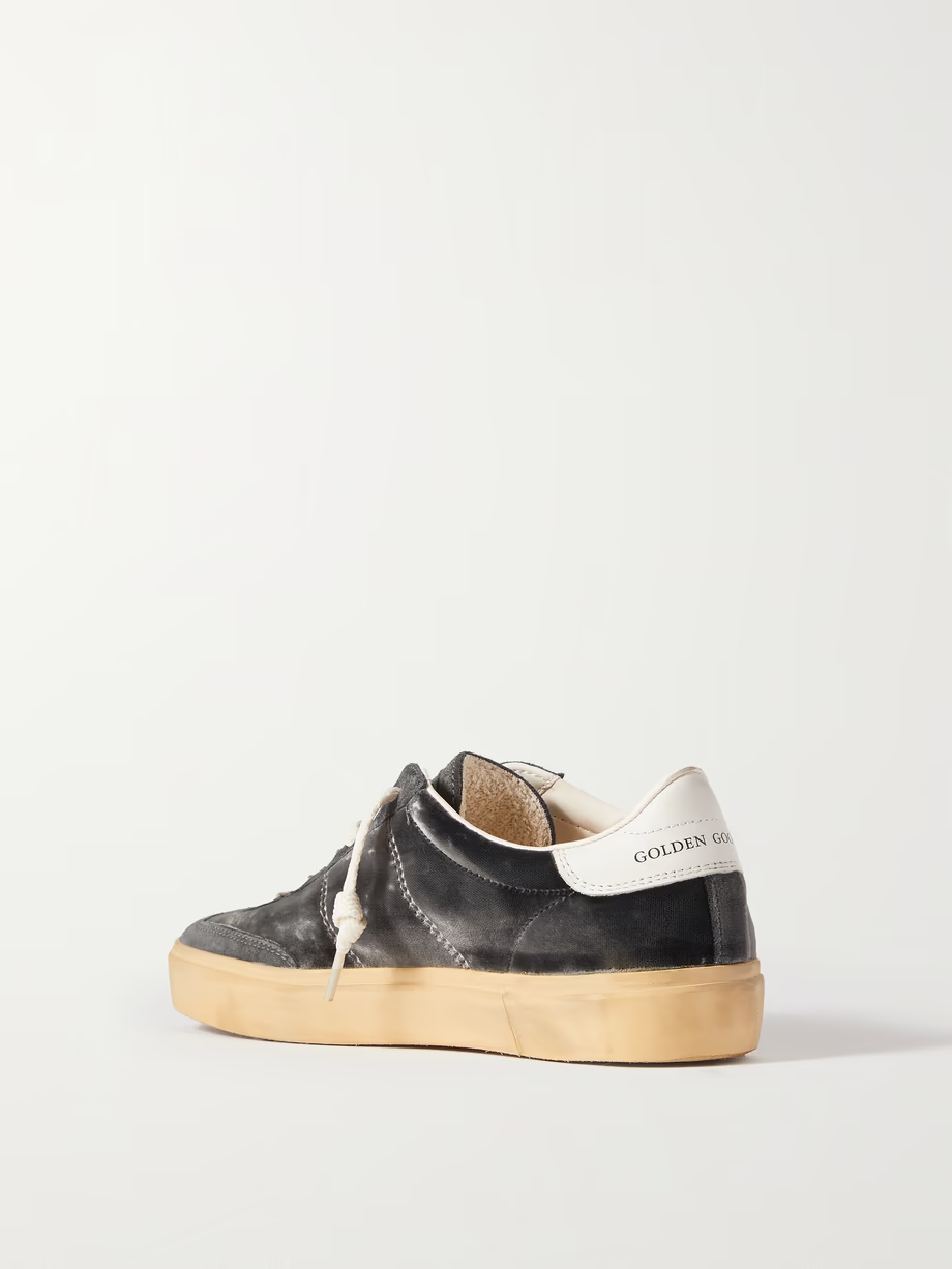 Soul-Star distressed suede and leather-trimmed velvet sneakers Soul-Star distressed suede and leather-trimmed velvet sneakers