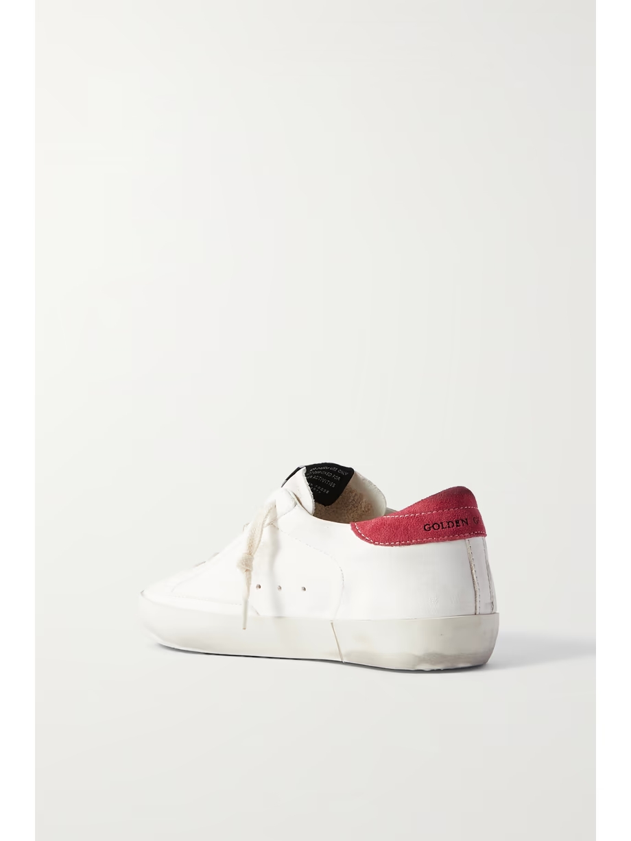 Super-Star suede-trimmed distressed leather sneakers Super-Star suede-trimmed distressed leather sneakers