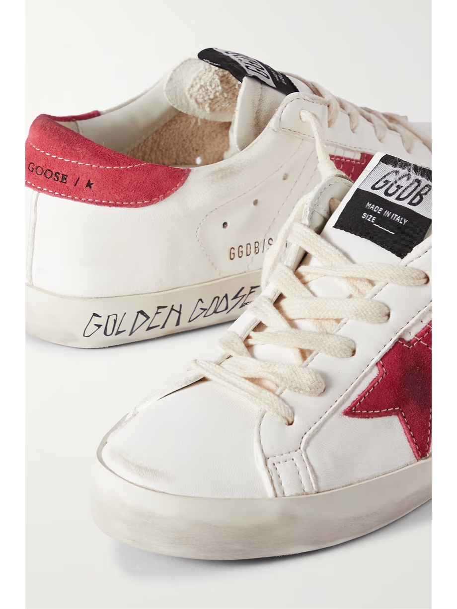 Super-Star suede-trimmed distressed leather sneakers Super-Star suede-trimmed distressed leather sneakers