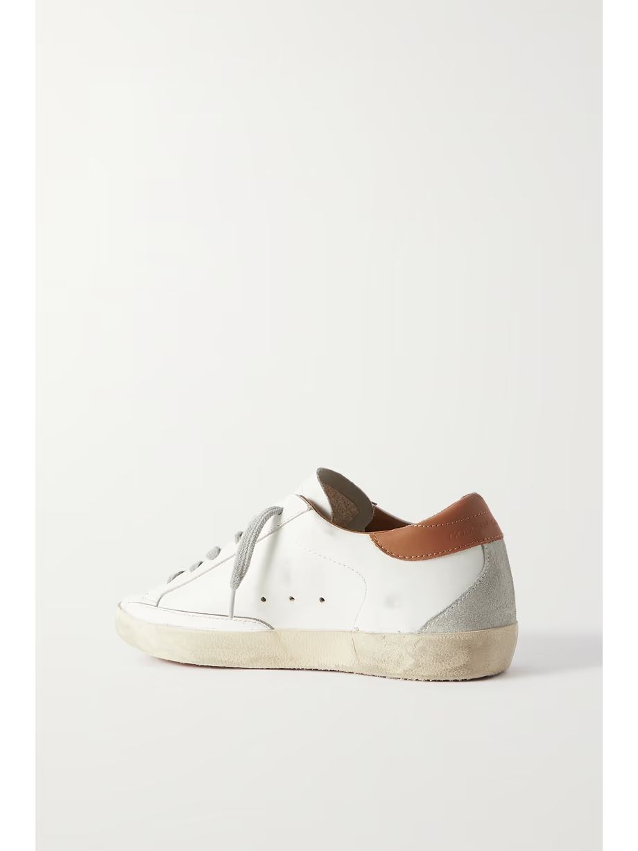 Super-Star suede-trimmed distressed leather sneakers Super-Star suede-trimmed distressed leather sneakers
